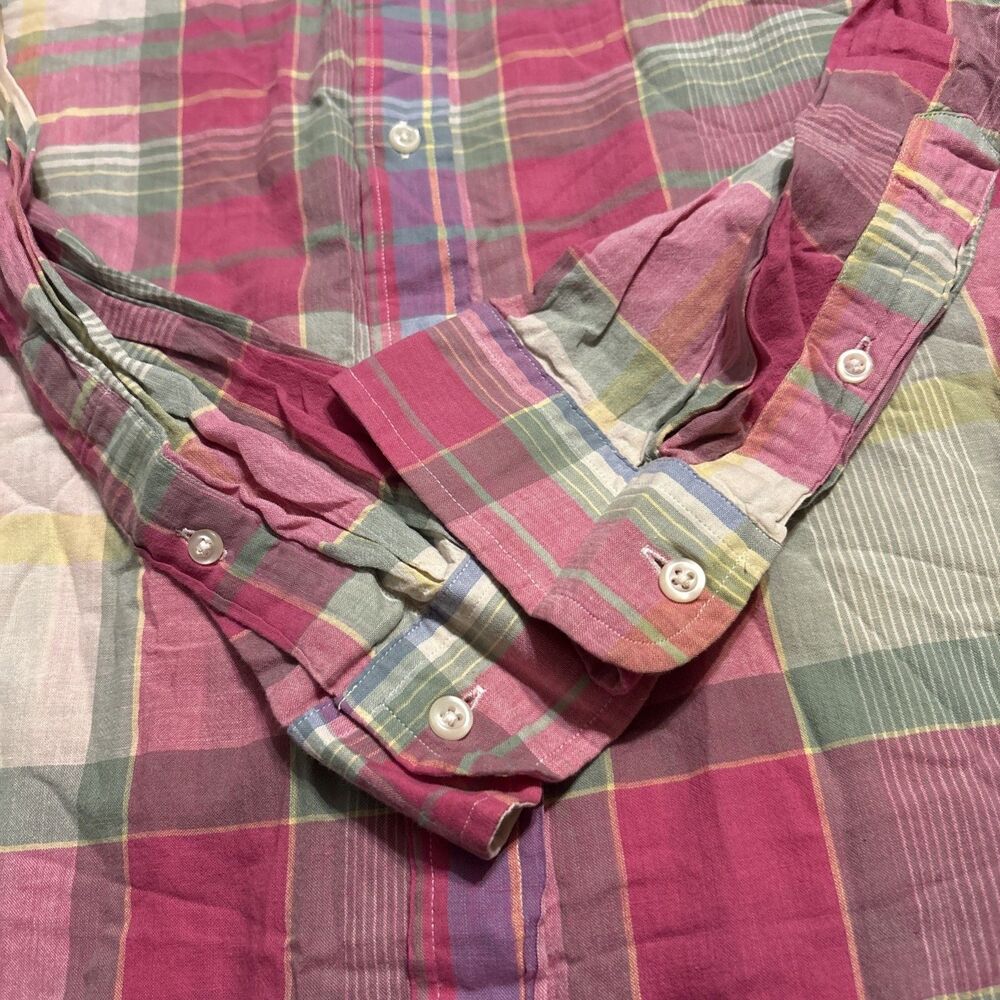 Ralph Lauren Shirt XL Men’s Authentic Indian Madras Plaid Pink Multicolor Preppy - Picture 3 of 9